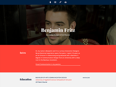 benjaminfritz.co cv one-pager personal showcase website