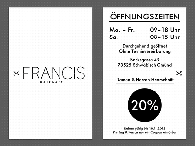FRANCIS Business Card business card corporate identity francis hair logotype salon