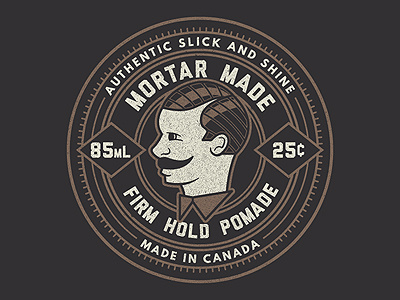 Mortar (Po)Made crest illustration label pomade profile tin