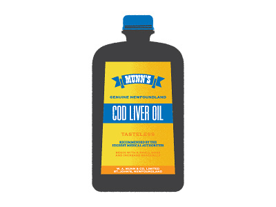 Cod Liver Oil blue bottle illustration orange texture type yellow