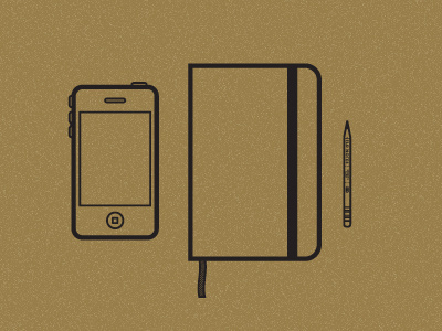 Pockets illustration iphone moleskin pencil