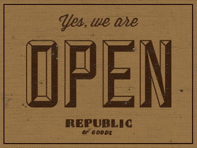 Republic of Goods canvas open sign texture type