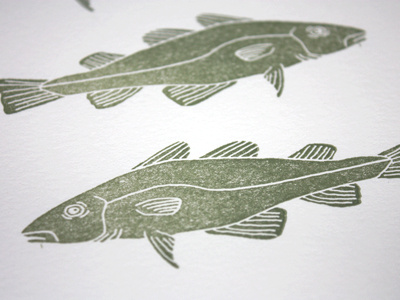 Fishy fishy fishy cod fish illustration letterpress texture