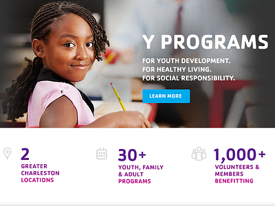 YMCA of Greater Charleston clean community donate minimal mobile responsive ymca