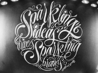 Sparkling ideas drives sparking brands advertising agency chalk circle lettering lobby mexico sonora type typography