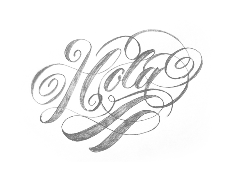 Hola/Hello chalk hello hola lettering ligatures rough sketch swirls type typography