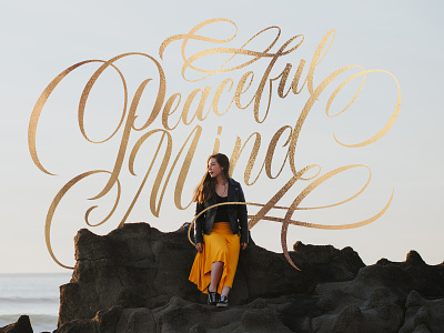Peaceful Mind beach gold hand lettering handlettering lettering letters mind model peaceful photography