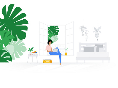 Working from home creative design home home office illustration nature quarentine remote work take care work