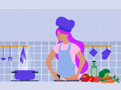 Quarantine life got me cooking chef cook cooking design illustration lifestyle quarantine quarantine life vector