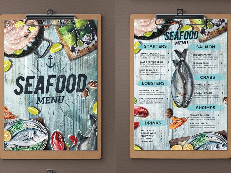 Seafood Menu (concept) brandidentity branding design logo package mockup