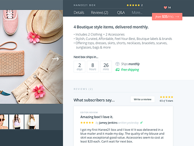 Listing Page concept experience marketplace subscription subscription box ux