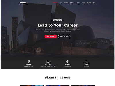 Milano - Event & Conference WordPress Theme business conference congresses convene event exhibition expo keynote meetup schedule seminar speakers summit tickets workshop