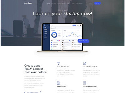 App, Saas & Software Startup WordPress - SanJose business classic creative mobile app product professional responsive saas software technology translation ready