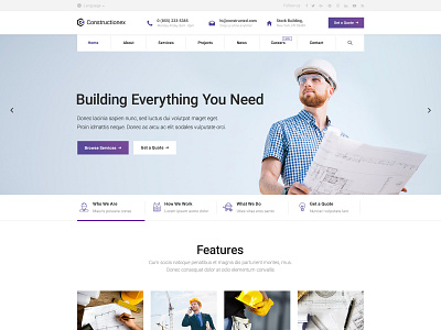 Constructionex - Home Purple agency architecture website building design business design portfolio projects real estate services webdevelopment wordpress