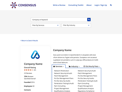 Consensus Company Page agency business creative design modern portfolio webdevelopment wordpress wordpress development