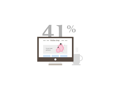 41% online shop — Puig infographics brand character clean data illustration infographic minimal