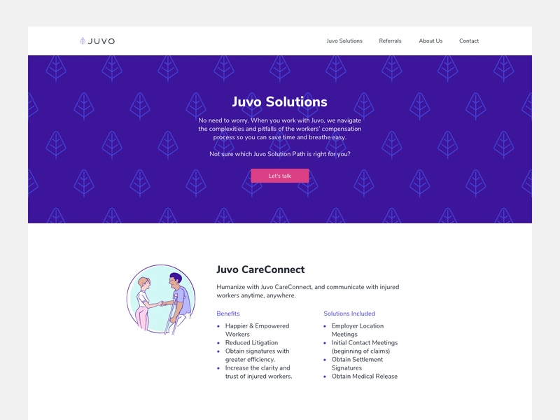 Juvo website, services page