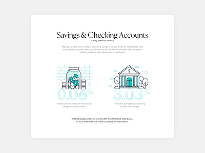 Finance infographics, savings and checking accounts data design finance fintech green icon illustration infographic infographic elements line lineicon lineillustration numbers percentage percentages texture typography