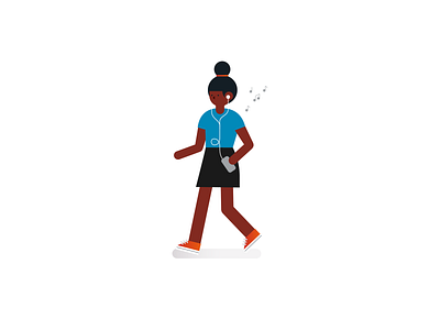 Listening to music blue character characterillustration clean geometric geometric design geometry girl gradient illustration ipod music red simple vector vector illustration walking walkman woman young