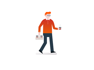 Coffee guy blue boy character characterillustration clean coffee geometric geometric design geometry gradient illustration man red simple takeaway takeaway coffee vector vector illustration walking young