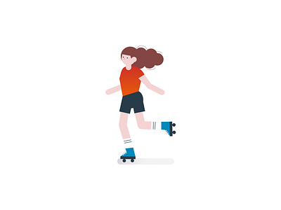Roller girl blue character characterillustration clean geometric geometric design geometry girl gradient illustration red roller roller skate rollerskate simple sport vector vector illustration woman young