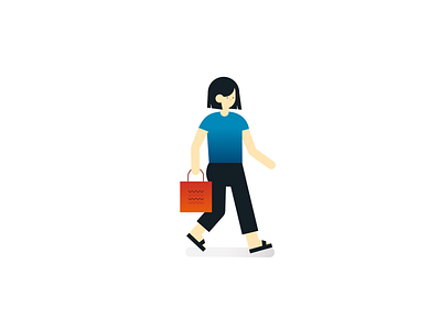 Shopping day! blue character characterillustration clean geometric geometric design geometry girl gradient illustration red shop shopping shopping bag simple vector vector illustration walking woman young