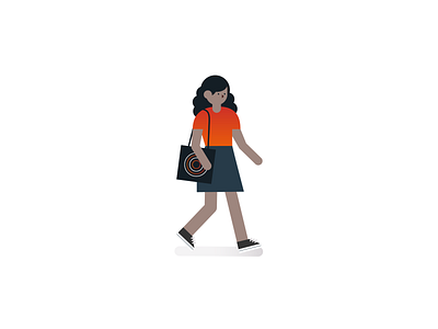 Indie girl! blue character characterillustration clean geometric geometric design geometry girl gradient illustration indie indie girl red simple tote bag vector vector illustration walking woman young