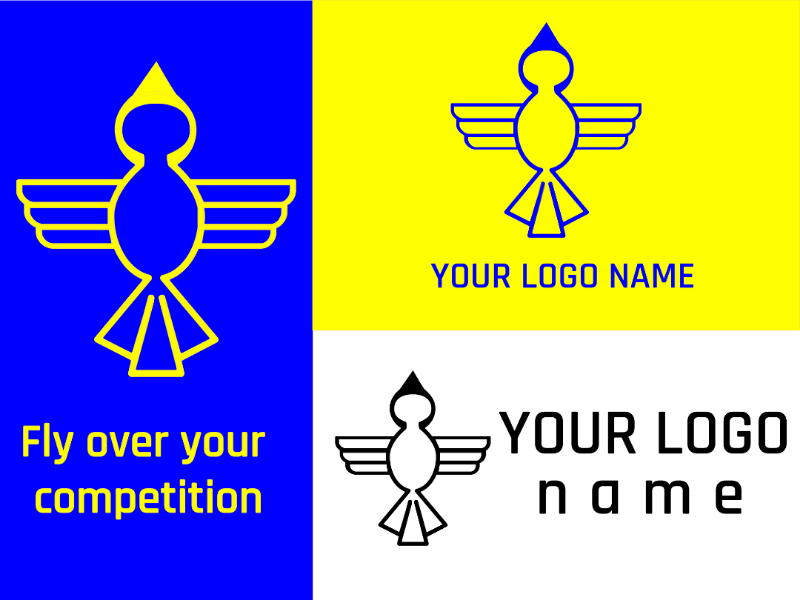 Logo design practice plane arrow bird blue yellow bright colors creativity designer tagline logo designer logo design logo