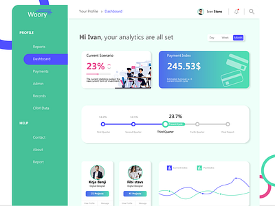 Woory dashboard blue branding conception dash dashboad dashboard design dashboard ui debut design desktop green illustration statistics ui ux