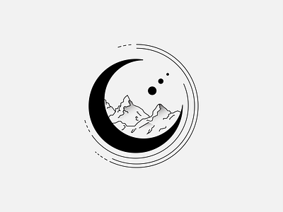 hills & moon black branding conception design draw drawing flat hills illustration illustrator illustrator design minimal moon moonlight