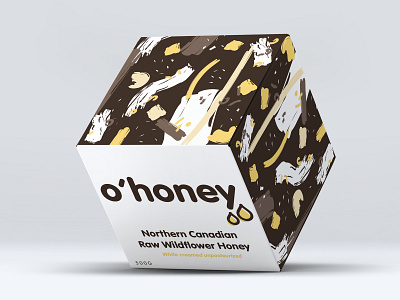 o'honey package design abstract branding brown cool honey illustration illustrator package design package mockup packaging design raw v logo vegan yellow