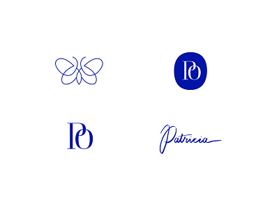 Icons, Monogram Logos, and Signature for Patricia Oo blue branding butterfly color design graphic design icon logo logo design monogram signature vibrant