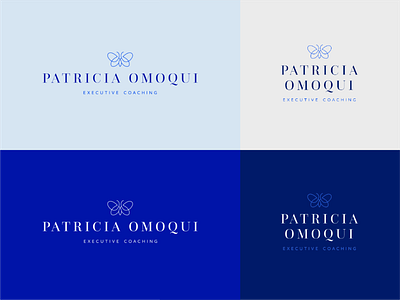Horizontal and Vertical Logo Options for Patricia Omoqui branding butterfly butterfly logo color color options colorful design graphic design horizontal icon logo minimal stacked vertical