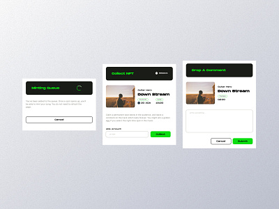 Collect NFT and Comment Modal blockchain design figma minting music nft ui ux web3