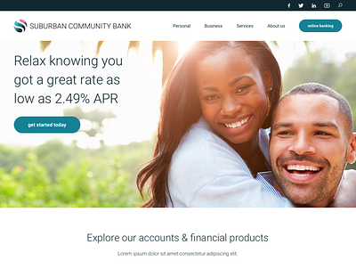 SUBURBAN COMMUNITY BANK - Bank Website Template bank banking financial human centered service template ui ux