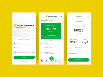 AmeriCash Loans Mobile App app design application mobile ui uidesign ux uxdesign