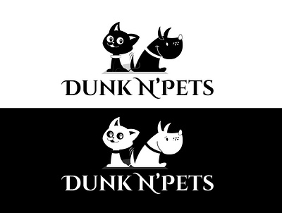 Dunkn'pets animal branding design flat illustration logo pet care ui vector