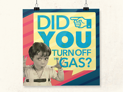 Reminder bathroom gas girl poster reminder retro typography warning