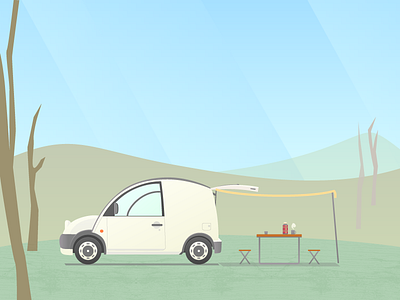 S-Cargo camping cars drive illustration japanese nissan s cargo