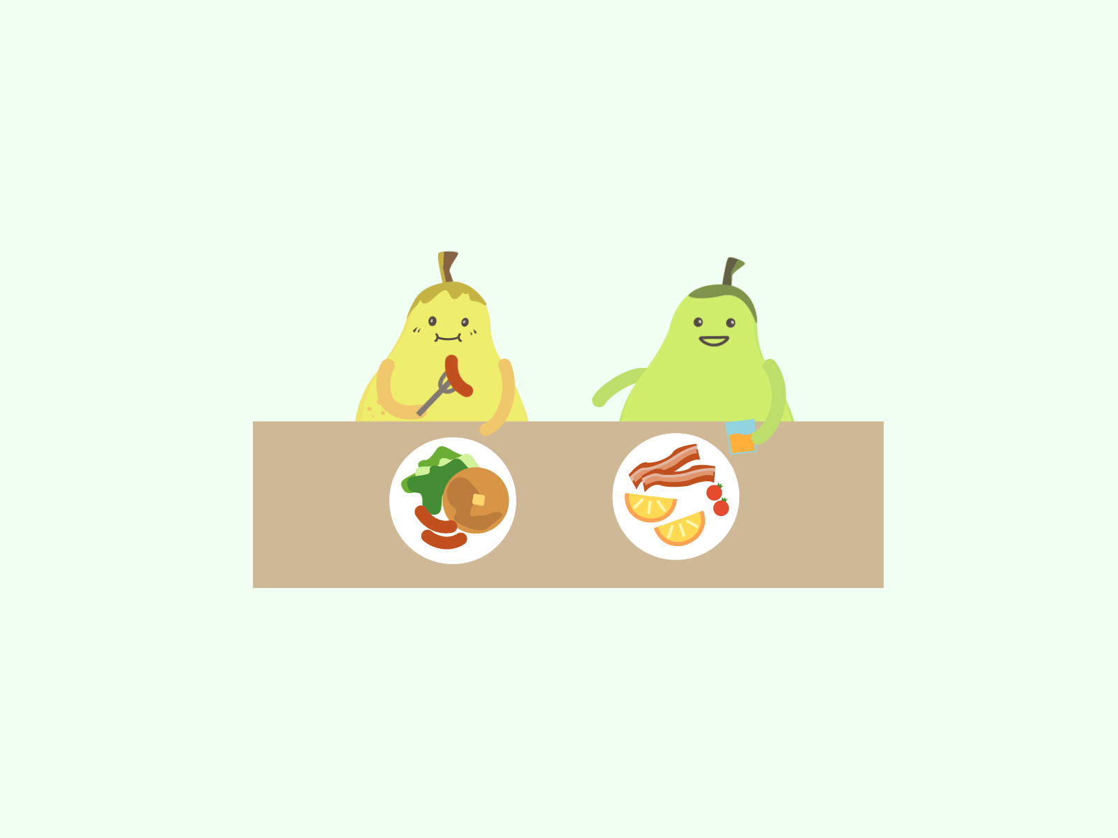 Pairing Pears eating breakfast together by Erika Ito on Dribbble