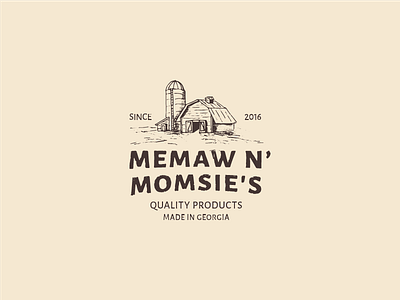 Memaw N' Momsie's barn country drawing logo vintage
