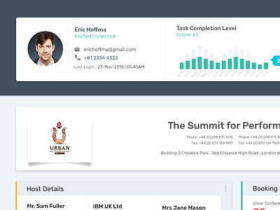 dashboard event management material design