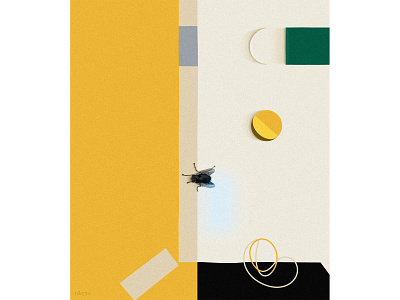 Abstraction and a fly. abstract abstract art abstract design abstraction adobe illustrator flat fly graphic design illustration illustrator minimal still life still life stilllife vector yellow