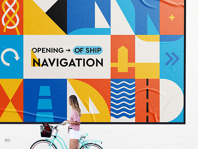 Corporate identity for the event "Opening navigation" adobe illustrator branding branding design design graphic design identity illustration illustrator logo minimal pattern pattern design vector yacht yacht club yachting