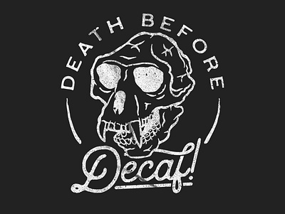 Death Before Decaf branding coffee shop logo design skull