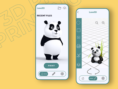 3D printer mobile app concept 3d design icons ui