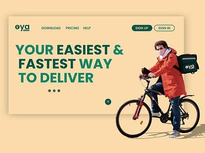 Simple landing page for bike delivery app ui web
