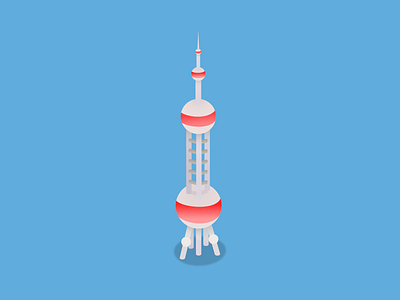 The Oriental pearl tower isometric illustration
