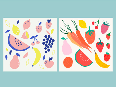 Illustrations for Freepik decorations diseño fruits ilustración vector verduras