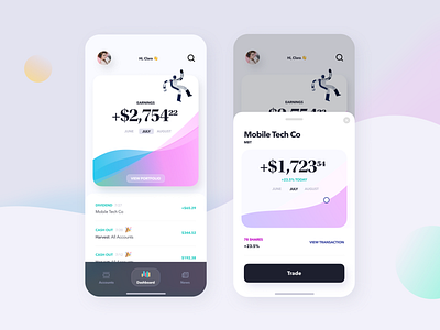 Mobile Investment App banking clean colorful design finance fintech gradient investing investment investment app ios iphone minimal mobile app money money management product product design ui ux